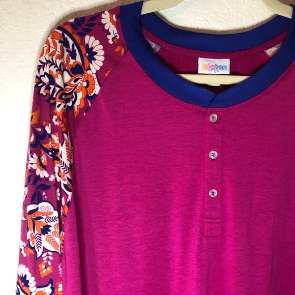 LuLaRoe Pink Long-Sleeve Henley “Mark” 3X BNWT - Picture 4 of 12